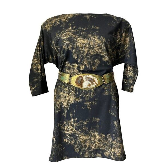 Statement Artisan  Hand Bade Brutalist Wide Panel Boho Metal Agate Belt Only - Picture 3 of 16